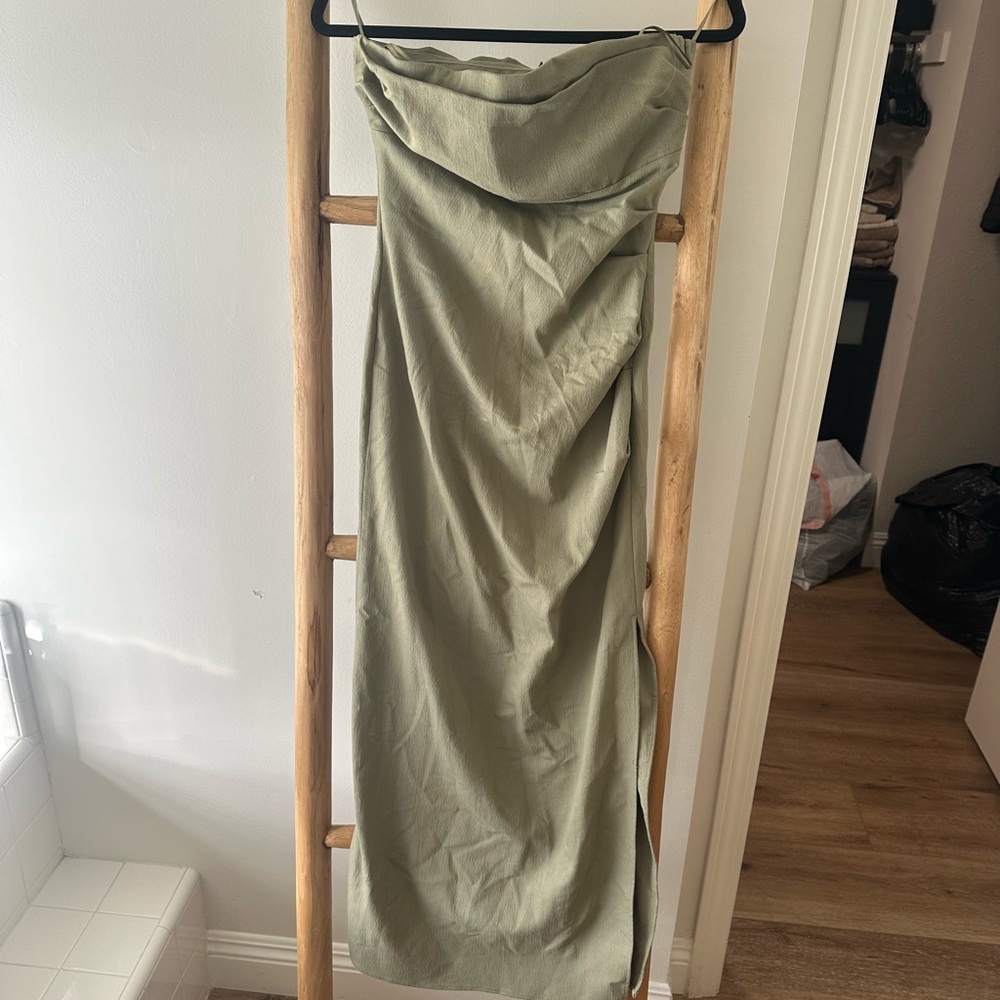 ZARA Strapless Midi Dress with side slit